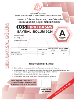 LGS SAYISAL DENEME - A KİTAPÇIĞI