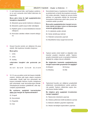 5.SINIF SOSYAL BİLGİLER YAPRAK TEST